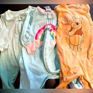 3 footsie pajama, size 0-3 months, all lightly worn.